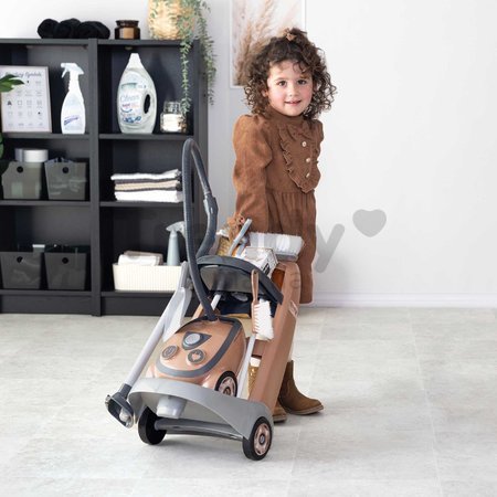 Upratovací vozík a elektronický vysávač Rowenta Trolley Vacuum Cleaner Smoby s realistickým zvukom s metlou lopatkou a 9 doplnkami