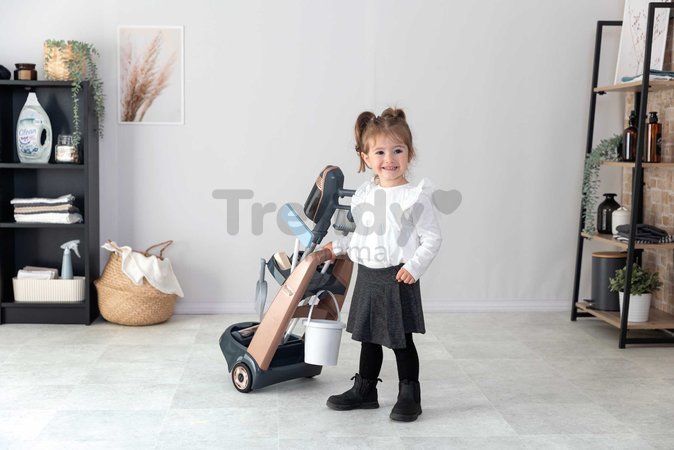 Upratovací vozík s tyčovým vysávačom Rowenta Trolley Upright Hoover Smoby s realistickým zvukom s metlou mopom a 10 doplnkov