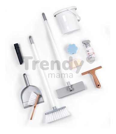 Upratovací vozík s tyčovým vysávačom Rowenta Trolley Upright Hoover Smoby s realistickým zvukom s metlou mopom a 10 doplnkov