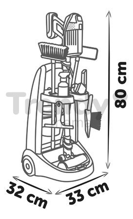 Upratovací vozík s tyčovým vysávačom Rowenta Trolley Upright Hoover Smoby s realistickým zvukom s metlou mopom a 10 doplnkov