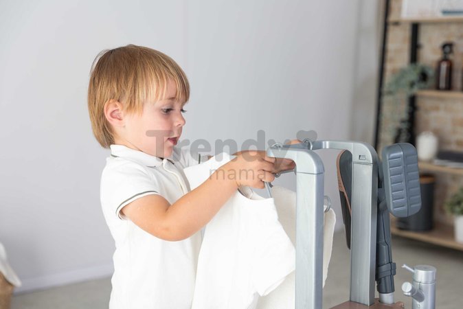 Práčovňa s práčkou a elektronický vysávač Rowenta Wash&Clean Laundry Smoby so zvukom a žehličkou 17 doplnkov