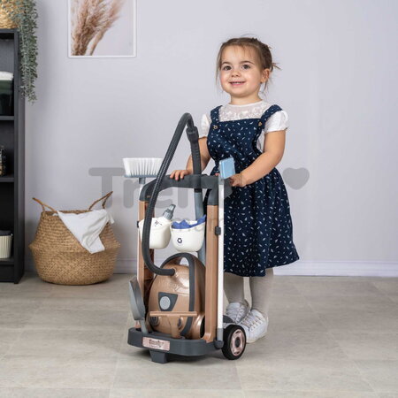 Upratovací vozík s elektronickým vysávačom Rowenta Trolley Vacuum Cleaner Smoby s realistickým zvukom 9 doplnkov