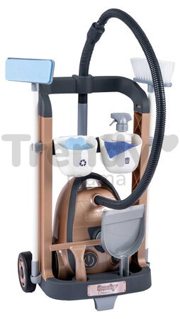 Upratovací vozík s elektronickým vysávačom Rowenta Trolley Vacuum Cleaner Smoby s realistickým zvukom 9 doplnkov