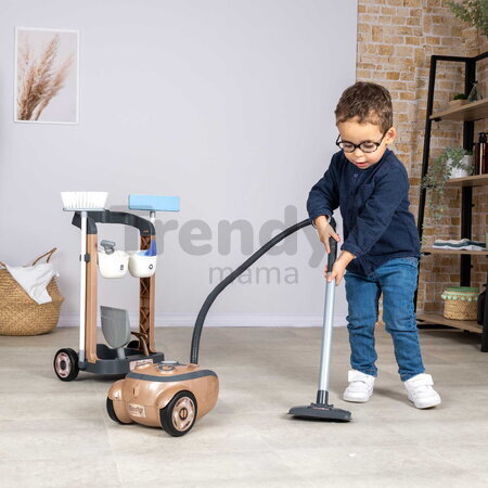 Upratovací vozík s elektronickým vysávačom Rowenta Trolley Vacuum Cleaner Smoby s realistickým zvukom 9 doplnkov