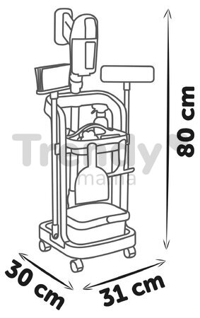 Upratovací vozík s tyčovým vysávačom so zvukom Rowenta Trolley Upright Hoover Smoby s metlou mopom a lopatkou 11 doplnkov