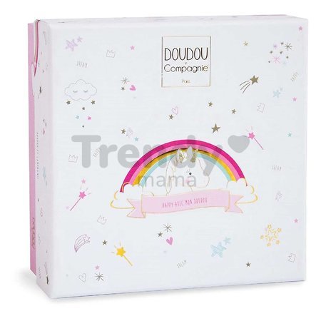 Plyšový jednorožec na maznanie Unicorn Lucie la Licorne Doudou et Compagnie ružový 20 cm v darčekovom balení od 0 mes