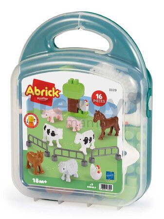 Stavebnica v kufríku Zvieratká Countryside Animals Écoiffier 16 doplnkov od 18 mes