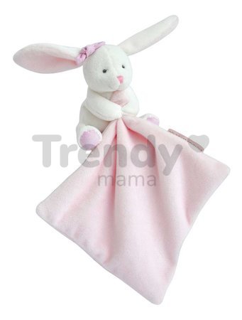 Plyšový zajačik na maznanie Bunny Pink Flower Box Doudou et Compagnie v darčekovom balení ružový 10 cm od 0 mes