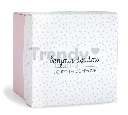 Plyšový zajačik na maznanie Bunny Pink Flower Box Doudou et Compagnie v darčekovom balení ružový 10 cm od 0 mes