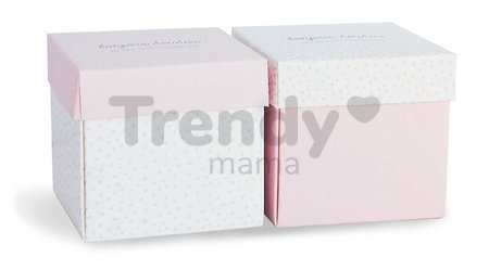 Plyšový zajačik na maznanie Bunny Pink Flower Box Doudou et Compagnie v darčekovom balení ružový 10 cm od 0 mes