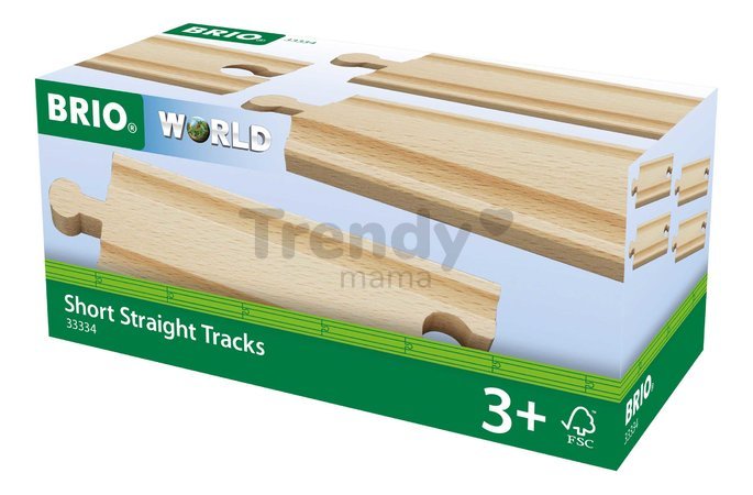 Náhradné diely pre vláčikodráhu Short Straight Tracks BRIO 4 krátke koľajnice dĺžka 10,8 cm