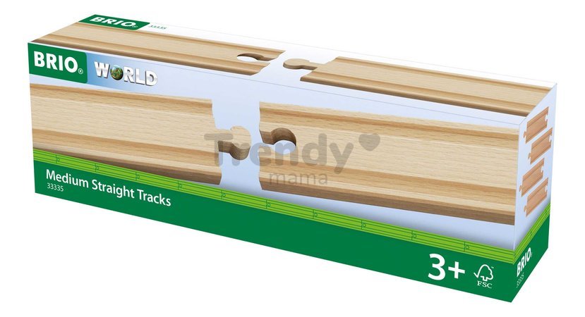 Náhradné diely pre vláčikodráhu Medium Straight Tracks BRIO 4 stredné koľajnice dĺžka 14,4 cm