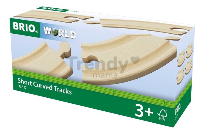 Náhradné diely pre vláčikodráhu Short Curved Tracks BRIO 4 krátke oblé koľajnice dĺžka 9 cm