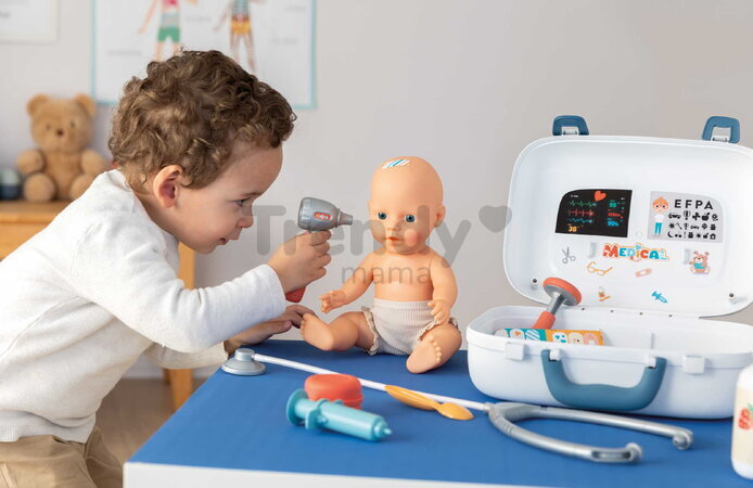 Lekársky kufrík s mechanickým teplomerom Medical Case Smoby so stetoskopom a okuliarmi 10 doplnkov