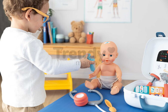 Lekársky kufrík s mechanickým teplomerom Medical Case Smoby so stetoskopom a okuliarmi 10 doplnkov