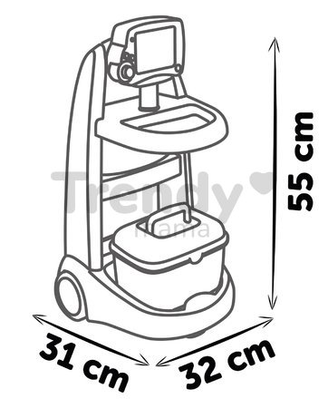 Lekársky vozík elektronický Medical Trolley Smoby so zvukmi a svetlom a 16 doplnkami v kufríku