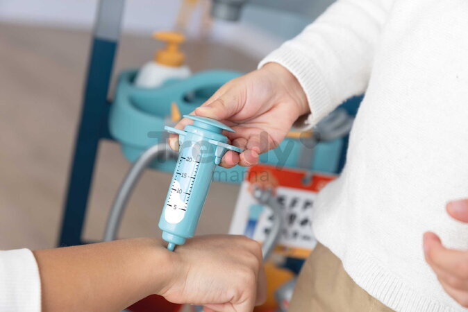 Lekársky vozík elektronický Electronic Medical Trolley Smoby so zvukom a svetlom stetoskop s mechanickým teplomerom 12 doplnkov