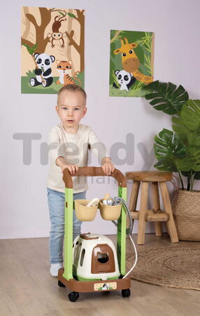 Veterinársky vozík s plyšovou pandou Veterinary Trolley Smoby s prenosným boxom a stetoskopom s teplomerom 8 doplnkov