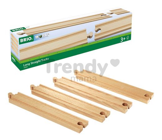 Náhradné diely pre vláčikodráhu Long Straight Tracks BRIO 4 dlhé koľajnice dĺžka 21,6 cm