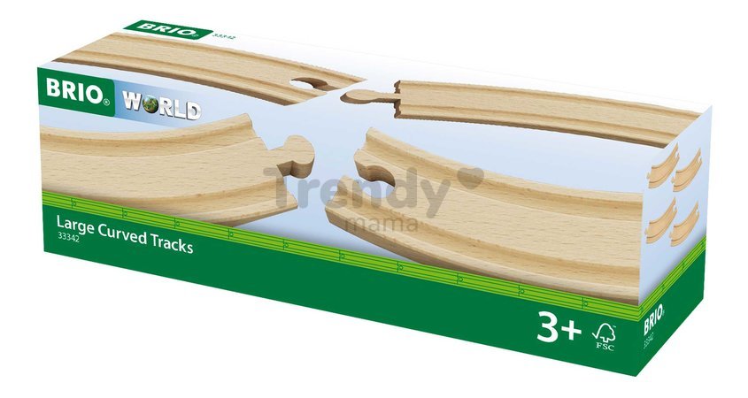 Náhradné diely pre vláčikodráhu Large Curved Tracks BRIO 4 dlhé oblé koľajnice dĺžka 17 cm