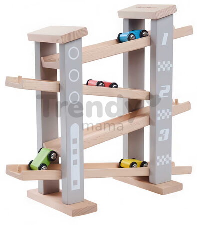 Drevená autodráha 4 poschodová Car Racing Track Eichhorn so 4 autíčkami od 12 mes EH3465