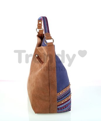 Dámska kabelka z eko kože a látky Kbas so vzorom modrá