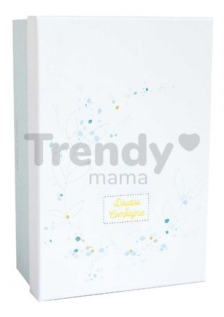 Plyšový zajačik s melódiou Bunny Almond Lapin de Sucre Music Box Doudou et Compagnie v darčekovom balení tyrkysový 20 cm od 0 mes