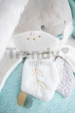 Plyšový zajačik Bunny Almond Lapin de Sucre Pyjama Bag Doudou et Compagnie na odloženie pyžama tyrkysový 38 cm od 0 mes