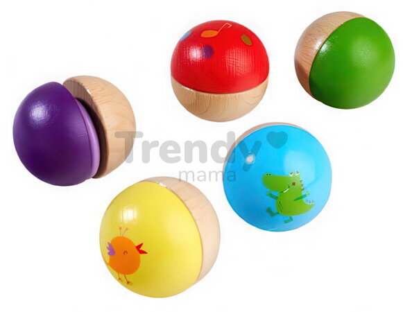 Drevené hudobné loptičky Music Sound Balls Eichhorn 6 loptičiek s 5 rôznymi zvukmi od 12 mes EH3497