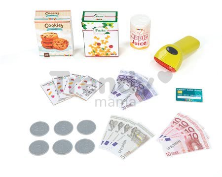 Pokladňa Mini Shop Smoby elektronická s váhou, terminálom, čítačkou kódov a 27 doplnkami ružová