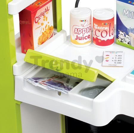 Obchod City Shop Smoby elektronický s pokladňou, potravinami a 41 doplnkami tyrkysový