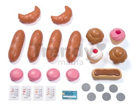 Pekáreň s koláčmi Baguette&Croissant Bakery Smoby s elektronickou pokladňou hodinami a 26 doplnkov