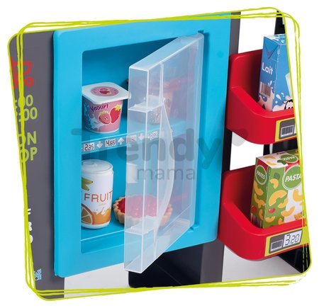 Obchod so zmiešaným tovarom Maxi Market Smoby s elektronickou pokladňou a skenerom chladničkou s 50 doplnkami