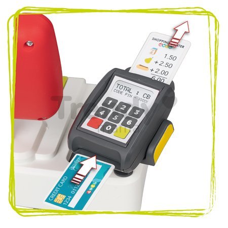 Obchod so zmiešaným tovarom Maxi Market Smoby s elektronickou pokladňou a skenerom chladničkou s 50 doplnkami