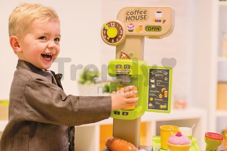 Kaviareň s Bio Espresso kávovarom Coffee House Smoby pokladňa s elektronickými funkciami a skener so svetlom a zvukom