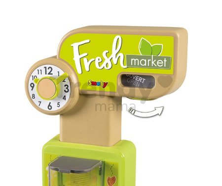Obchod Bio Ovocie-Zelenina Organic Fresh Market Smoby s dávkovačom cereálií a elektronický skener so 43 doplnkami