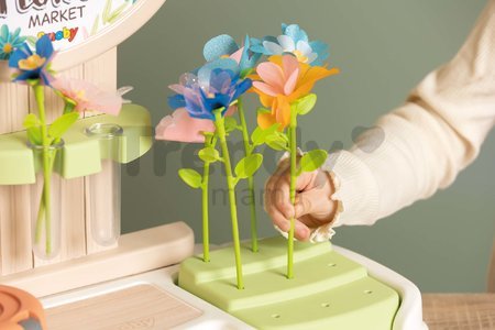 Kvetinárstvo s vlastnou výrobou kvetov Flower Market Smoby z rôznych textilných lupienkov 104 doplnkov