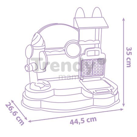 Hravá kuchárka na výrobu zmrzliny s vaflovačom Gabby Ice Cream Factory Smoby s kornútkami a zmrzlinovým pohárom 20 doplnkov