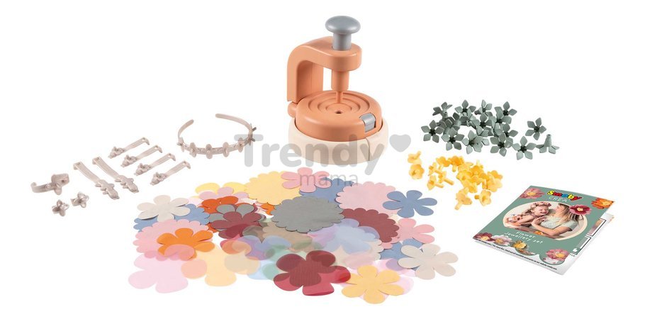 Kvetinárstvo s vlastnou výrobou kvetinových šperkov Crea Flower Jewelry Set Smoby s textilnými lupienkami a bižutériou 100 doplnkov