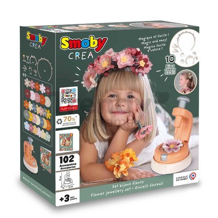 Kvetinárstvo s vlastnou výrobou kvetinových šperkov Crea Flower Jewelry Set Smoby s textilnými lupienkami a bižutériou 100 doplnkov