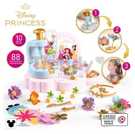 Kvetinárstvo s vlastnou výrobou kvetinových šperkov Princezné Disney Flower Jewelry Studio Smoby s textilnými lupienkami a bižutériou 92 doplnkov
