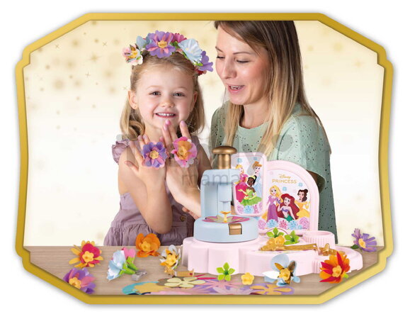 Kvetinárstvo s vlastnou výrobou kvetinových šperkov Princezné Disney Flower Jewelry Studio Smoby s textilnými lupienkami a bižutériou 92 doplnkov