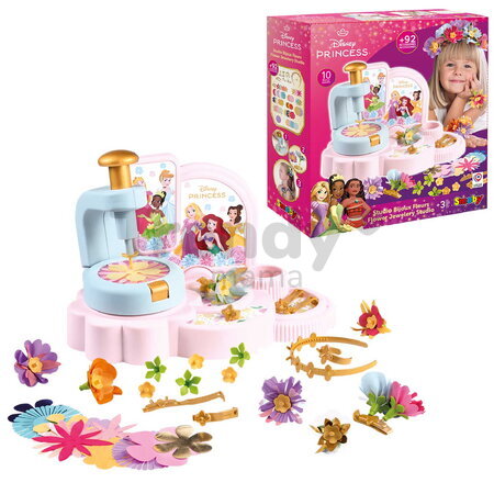 Kvetinárstvo s vlastnou výrobou kvetinových šperkov Princezné Disney Flower Jewelry Studio Smoby s textilnými lupienkami a bižutériou 92 doplnkov