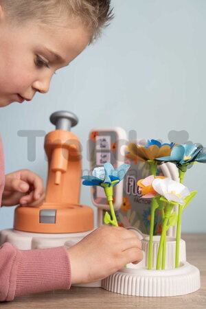 Kvetinárstvo s vlastnou výrobou textilných kvetov Crea My Flower Factory Smoby s vázami 102 doplnkov