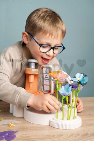 Kvetinárstvo s vlastnou výrobou textilných kvetov Crea My Flower Factory Smoby s vázami 102 doplnkov