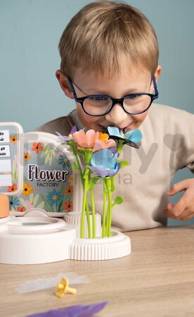 Kvetinárstvo s vlastnou výrobou textilných kvetov Crea My Flower Factory Smoby s vázami 102 doplnkov