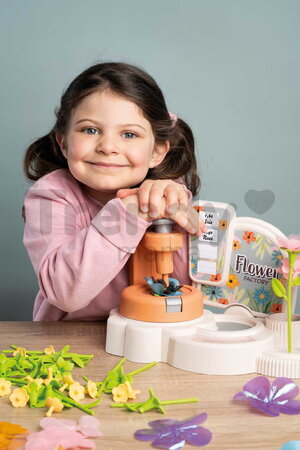 Kvetinárstvo s vlastnou výrobou textilných kvetov Crea My Flower Factory Smoby s vázami 102 doplnkov