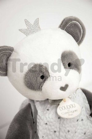 Plyšová panda na maznanie Attrape-Rêves Doudou et Compagnie sivá v darčekovom balení 28 cm od 0 mes