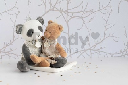 Plyšová panda na maznanie Attrape-Rêves Doudou et Compagnie sivá v darčekovom balení 28 cm od 0 mes