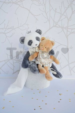 Plyšová panda na maznanie Attrape-Rêves Doudou et Compagnie sivá v darčekovom balení 28 cm od 0 mes